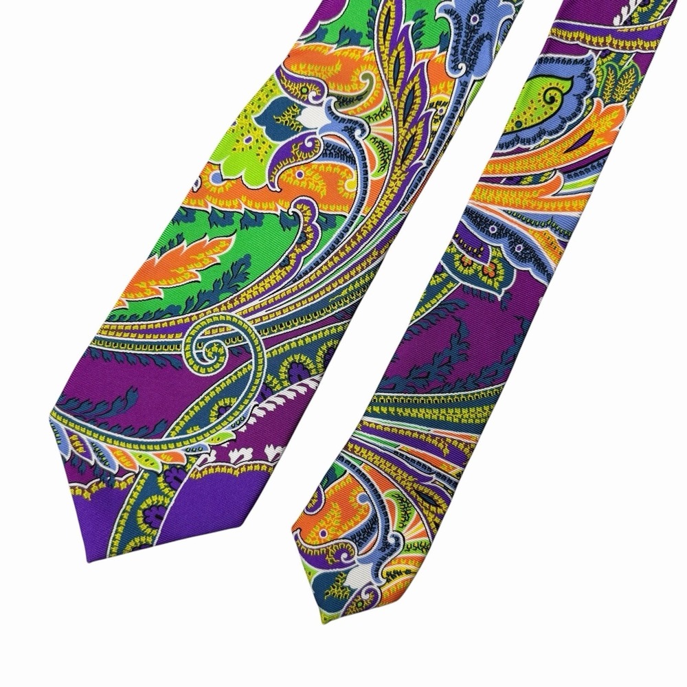 Ralph Lauren Purple Label NEW Men's Tie AOP Paisley Silk Italy 3.5" x 58.25"‎